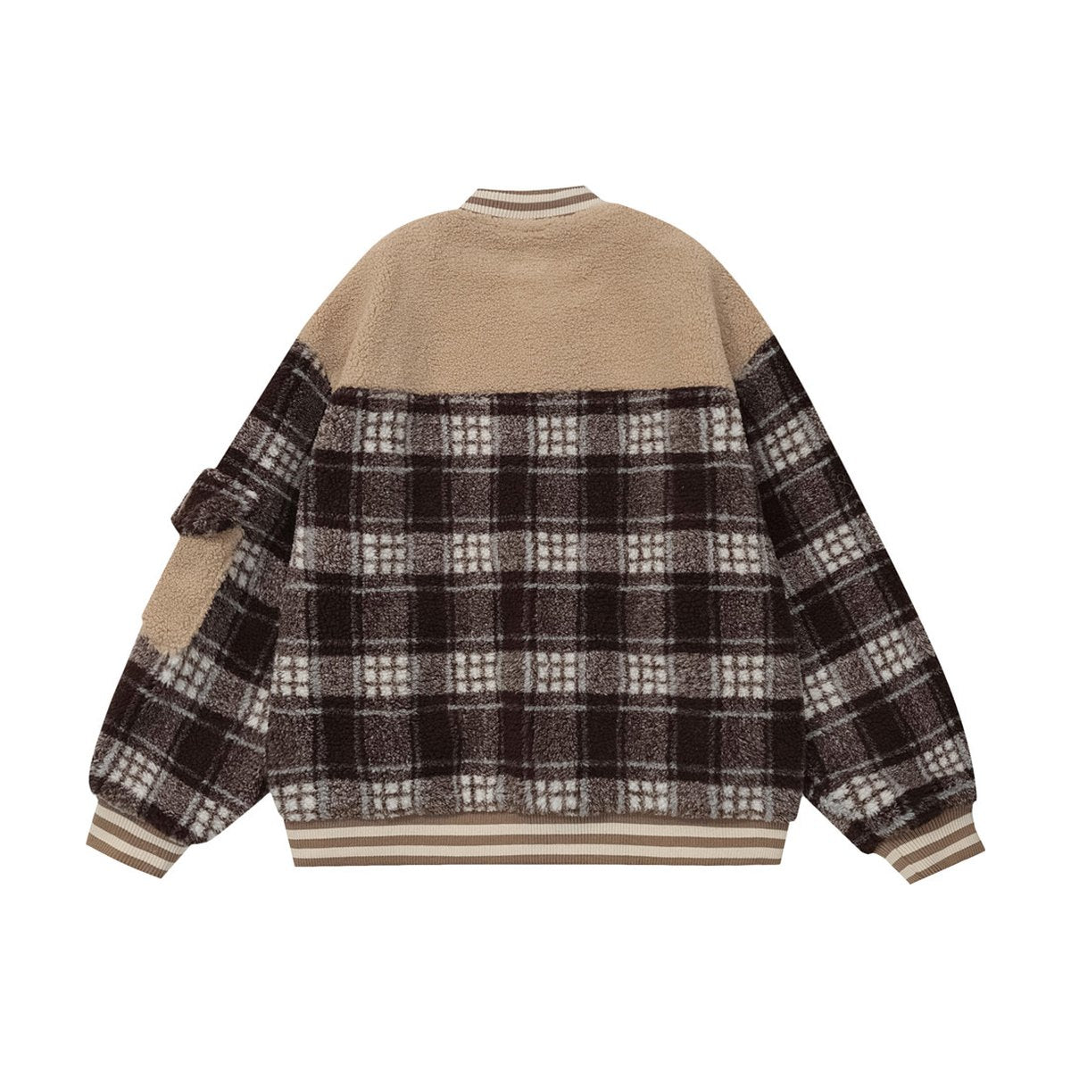 Men's Color Contrast Patchwork Plaid Lamb Wool Coat