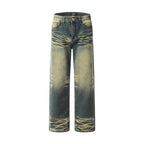 Men's Contrast Color Washed Worn Jeans