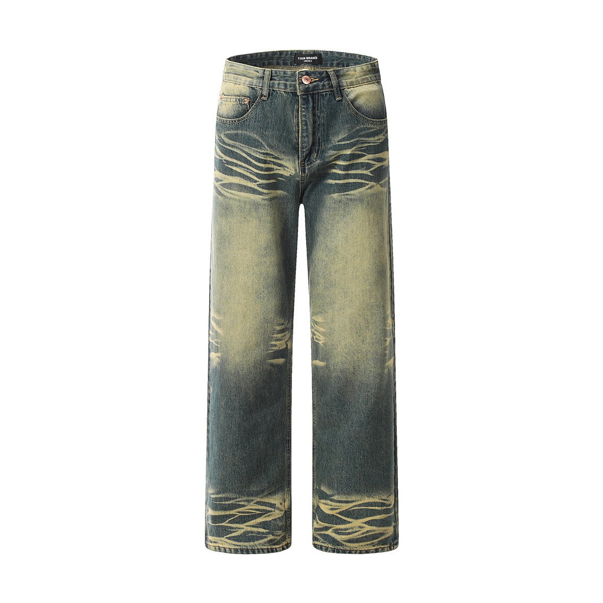 Men's Contrast Color Washed Worn Jeans