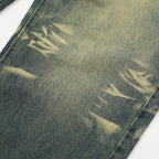 Men's Contrast Color Washed Worn Jeans