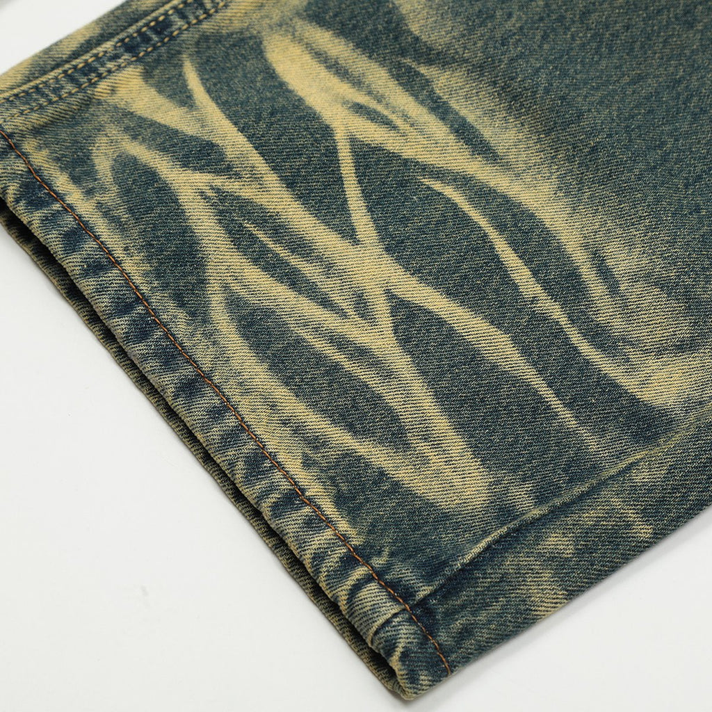 Men's Contrast Color Washed Worn Jeans