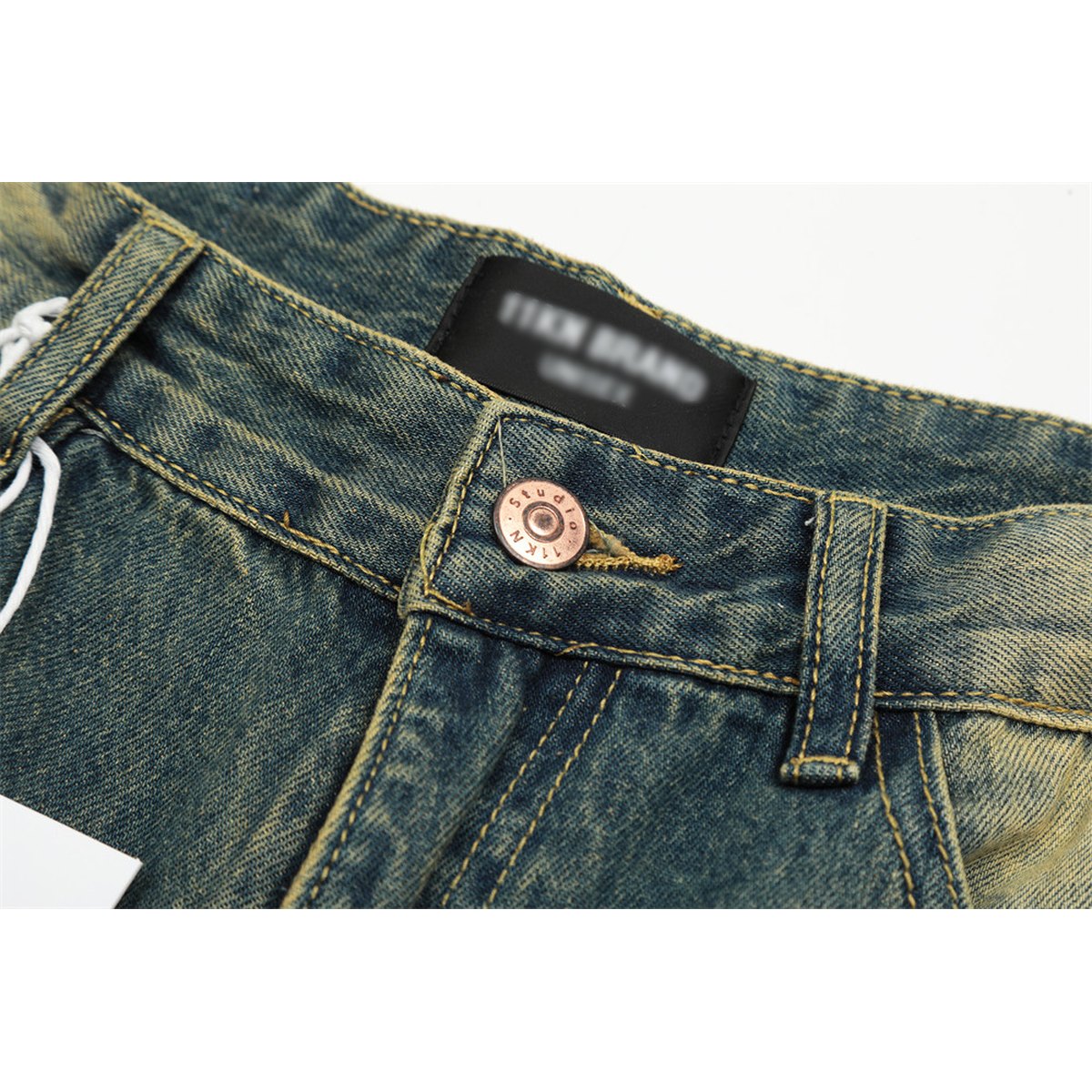 Men's Contrast Color Washed Worn Jeans