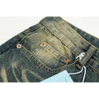 Men's Contrast Color Washed Worn Jeans
