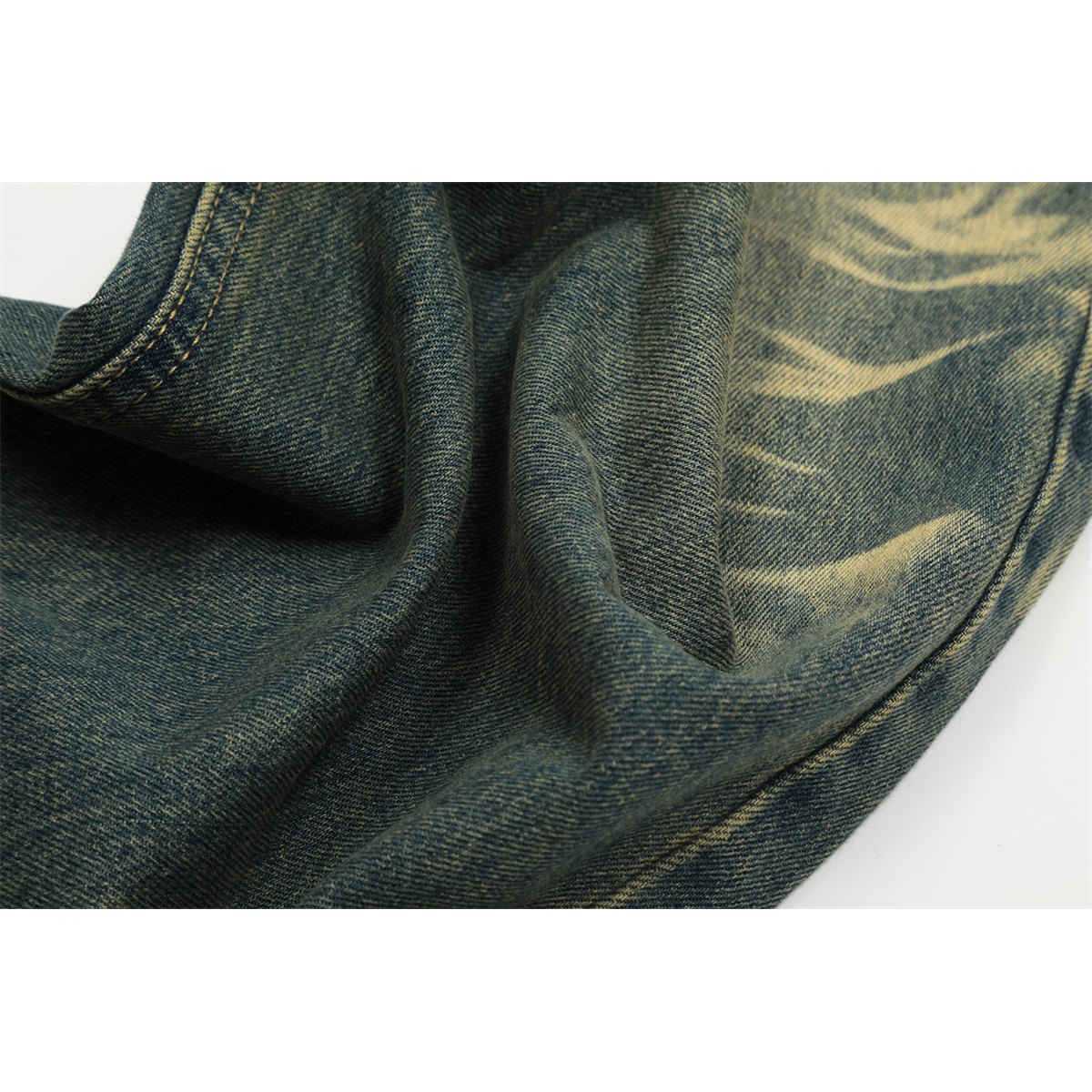 Men's Contrast Color Washed Worn Jeans