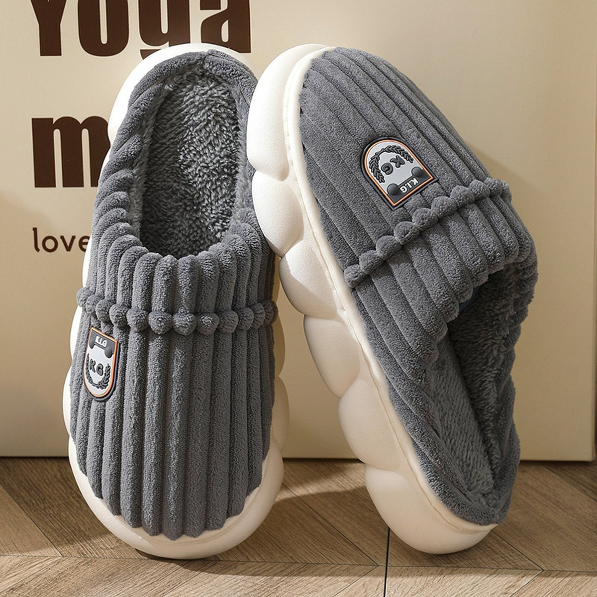 Men's Corduroy Slippers Home Bedroom Floor Plush Shoes