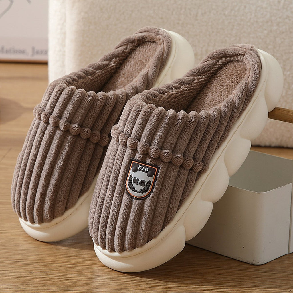 Men's Corduroy Slippers Home Bedroom Floor Plush Shoes