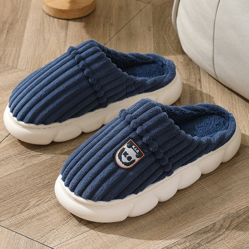 Men's Corduroy Slippers Home Bedroom Floor Plush Shoes