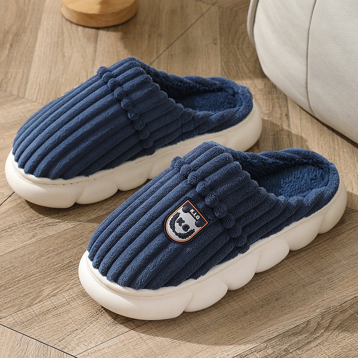 Men's Corduroy Slippers Home Bedroom Floor Plush Shoes