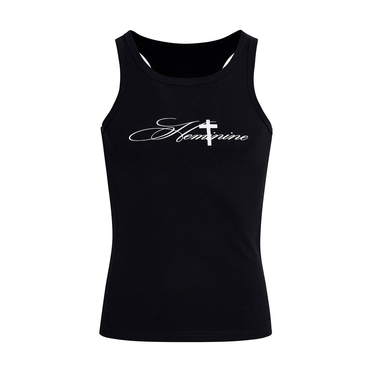Men's Cotton White Tank Top Cross Print