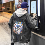 Men's Creative Graffiti Print Denim Jacket