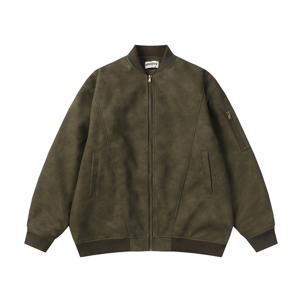 Men's Distressed PU Leather Coat