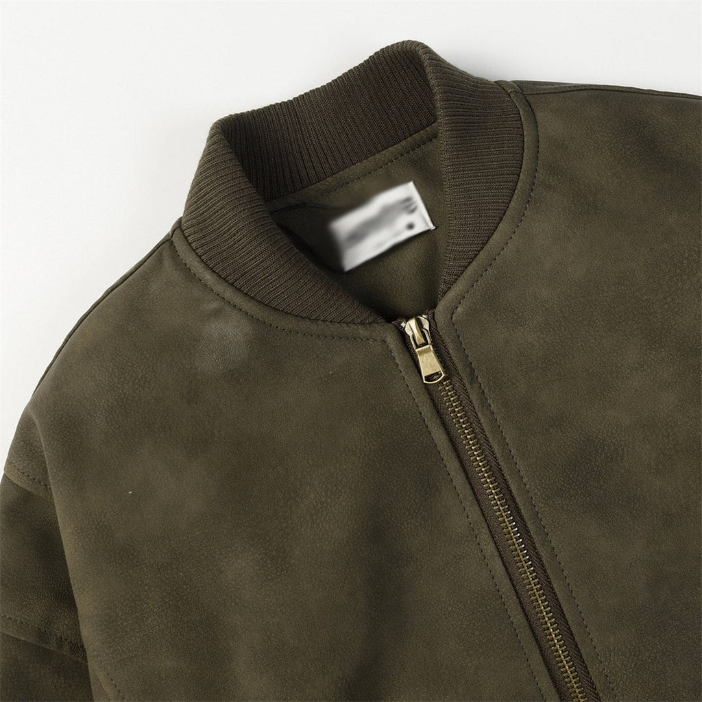 Men's Distressed PU Leather Coat