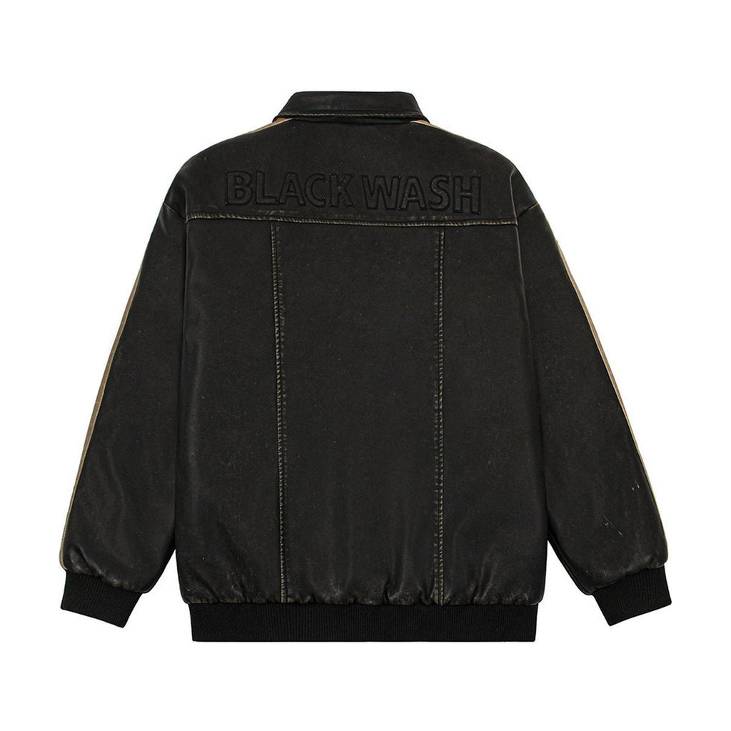 Men's Distressed PU Leather Jacket Cotton Clothes