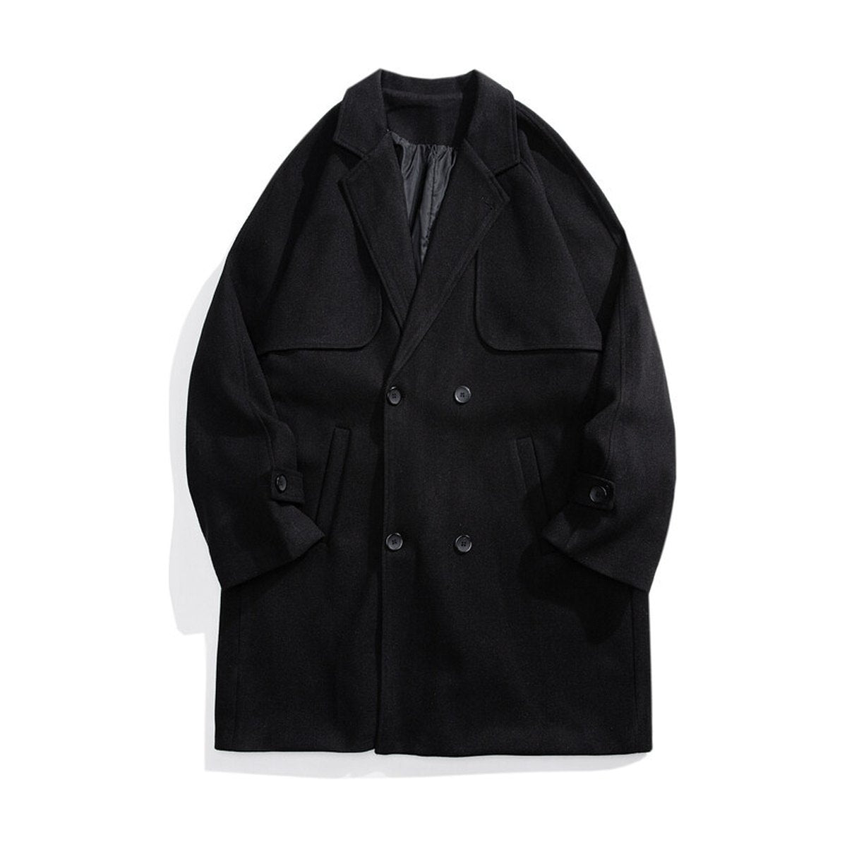 Men's Double Breasted Wool Mid-length Woolen Coat