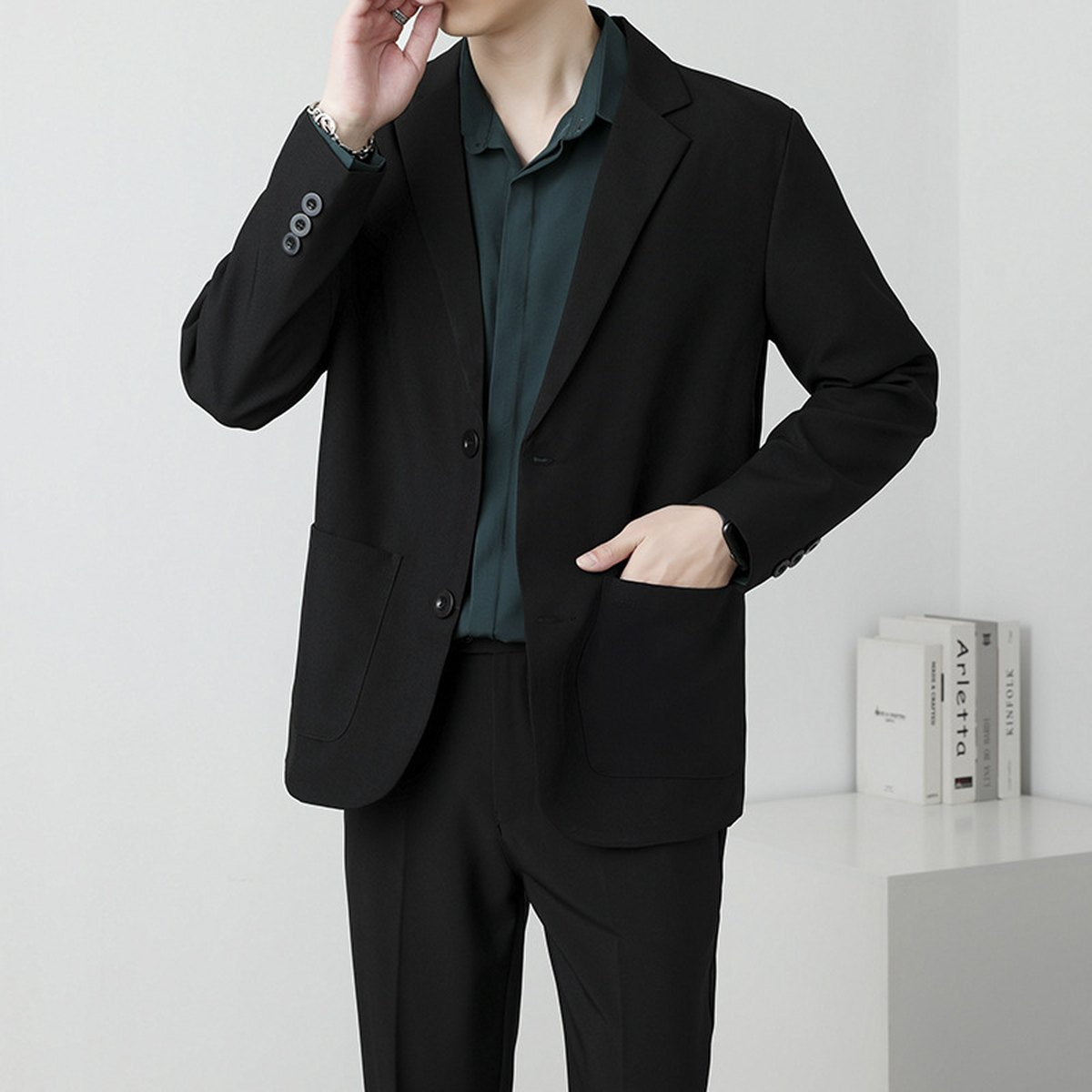 Men's Drapey Black Blazer