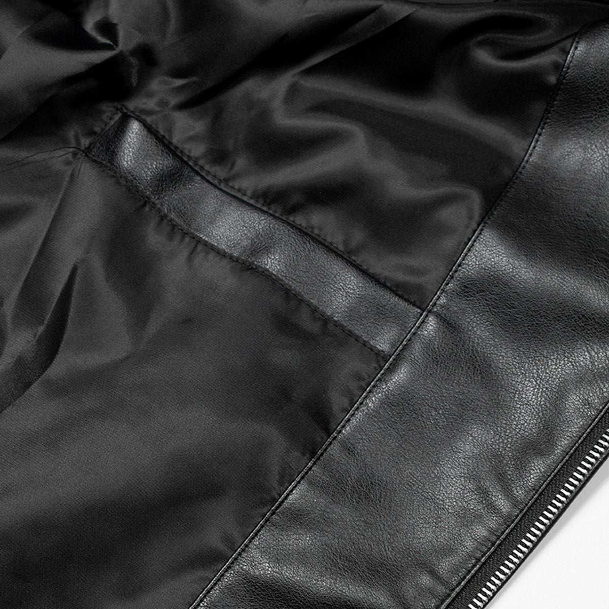Men's Embroidered Letters Leather Coat