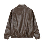 Men's Embroidered Letters Leather Coat