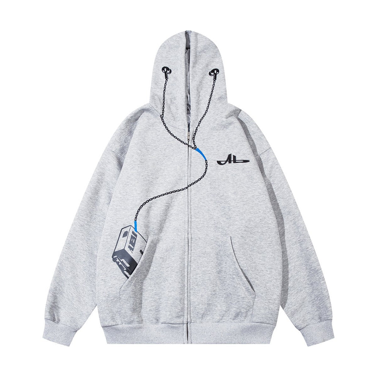 Men's Embroidery Hooded Cardigan Sweater