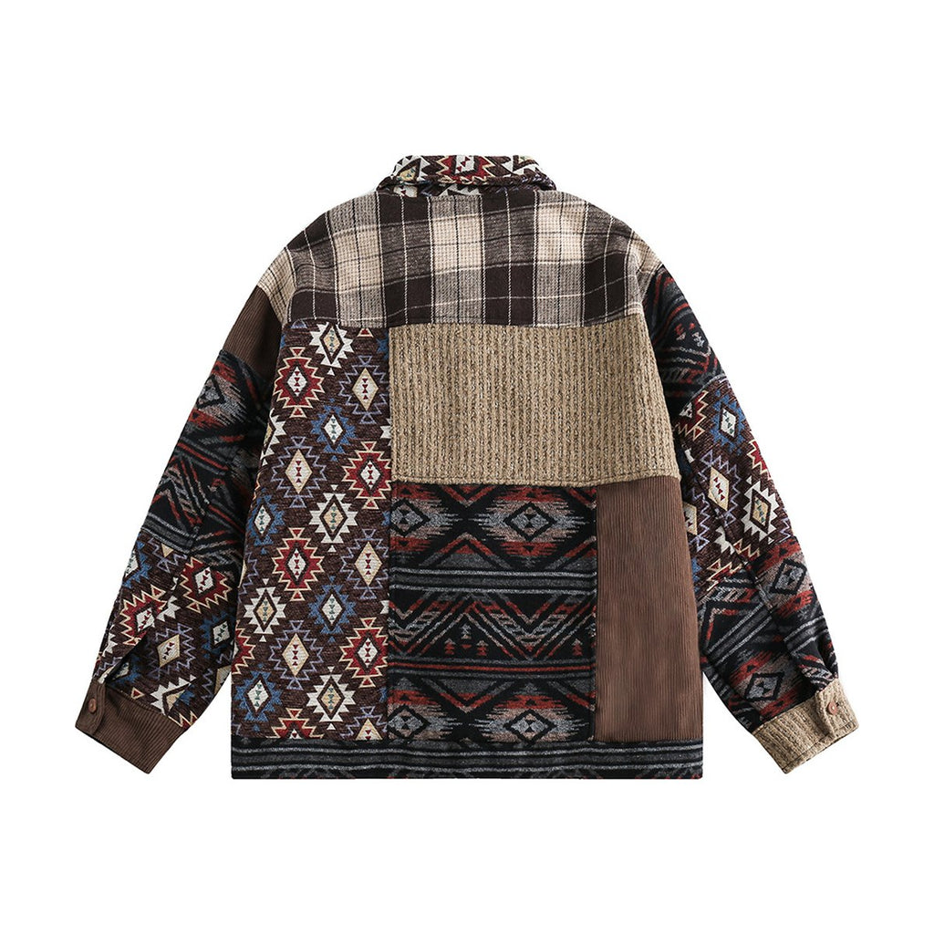 Men's Ethnic Pattern Splicing Coat