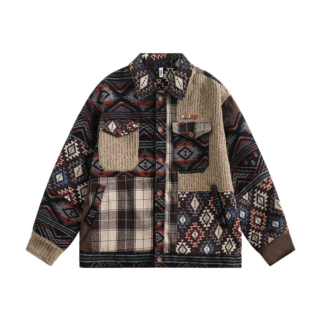 Men's Ethnic Pattern Splicing Coat