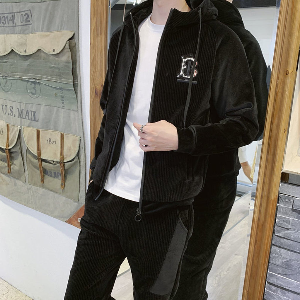 Men's Gold Velvet Sports Suit
