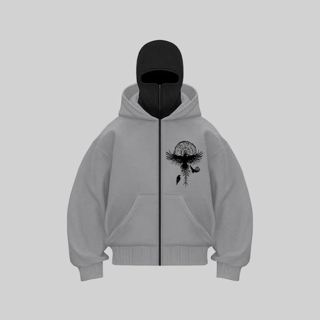 Men's Gothic Zippered Hooded Sweatshirt
