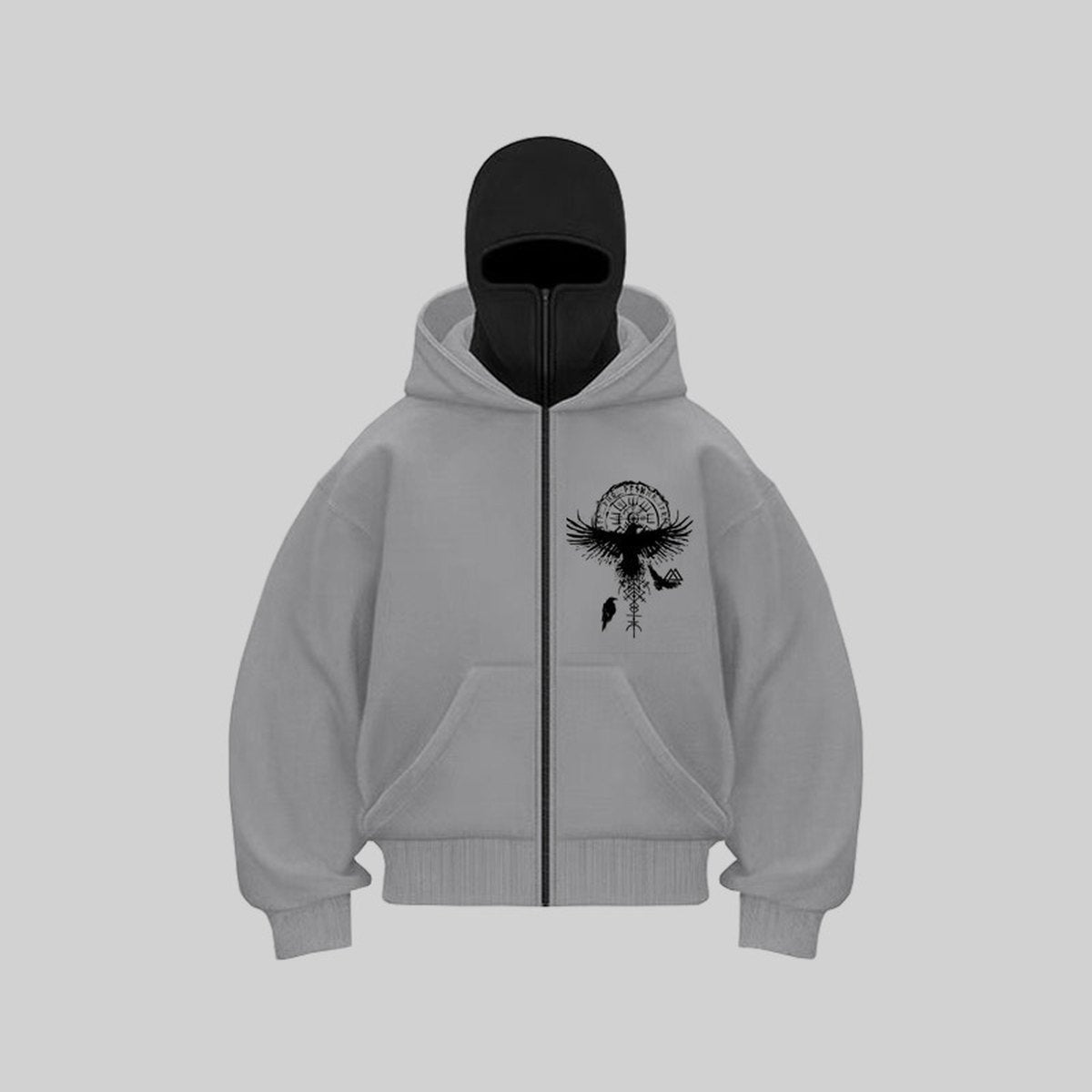 Men's Gothic Zippered Hooded Sweatshirt