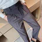 Men's High-waisted Trousers Striped Casual