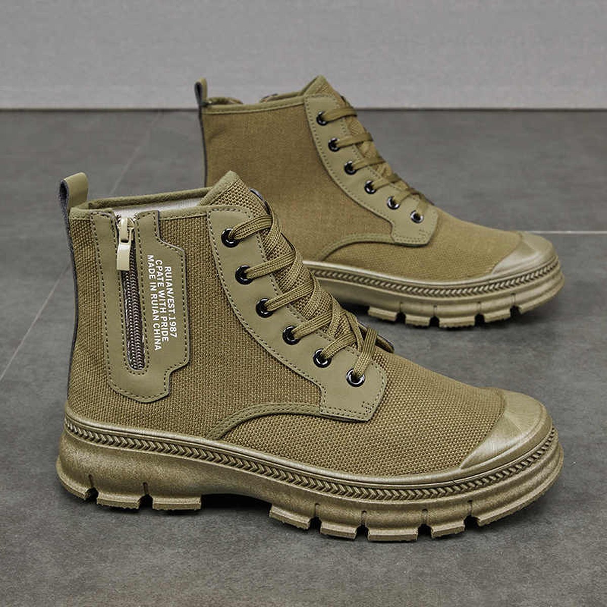 Men's Hiking Boots Side Zipper High-top Thicker Work