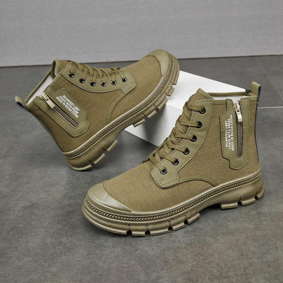 Men's Hiking Boots Side Zipper High-top Thicker Work