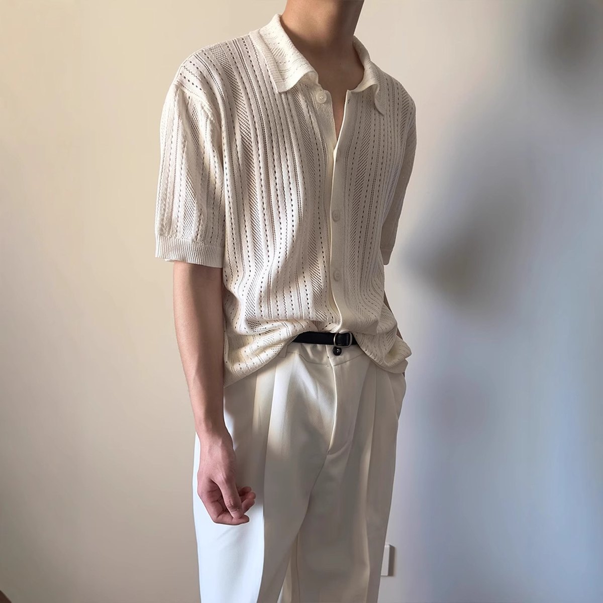 Men's Hollow-out Vintage Lapel Knit Sweater