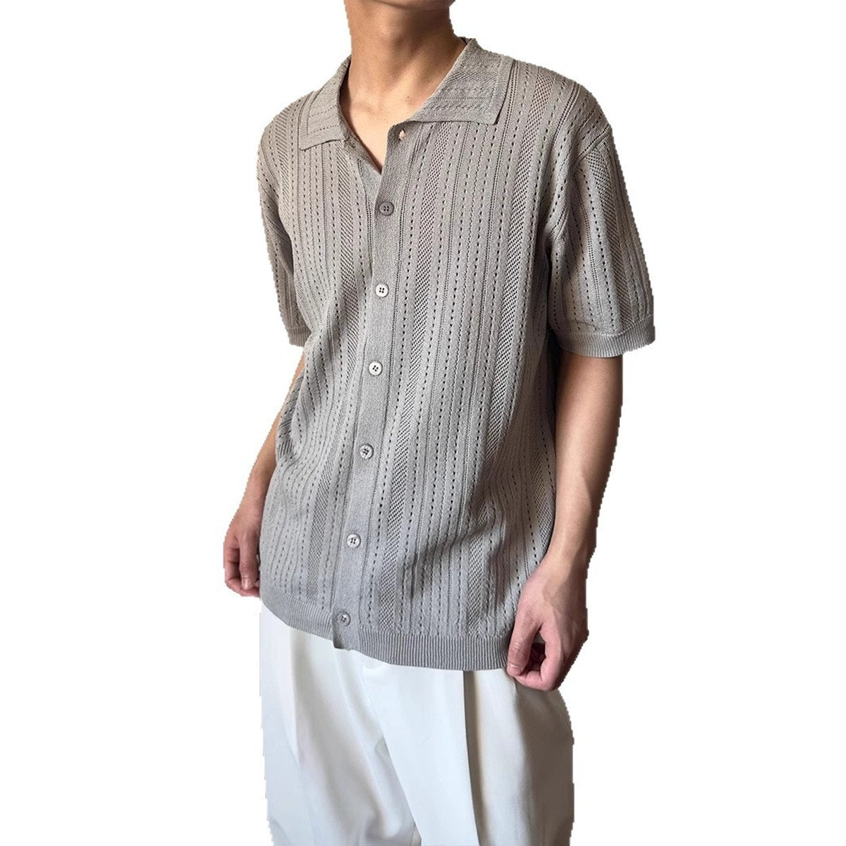 Men's Hollow-out Vintage Lapel Knit Sweater