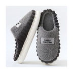 Men's Home Slippers Thick-soled Color-block Letters Fluffy Fleece