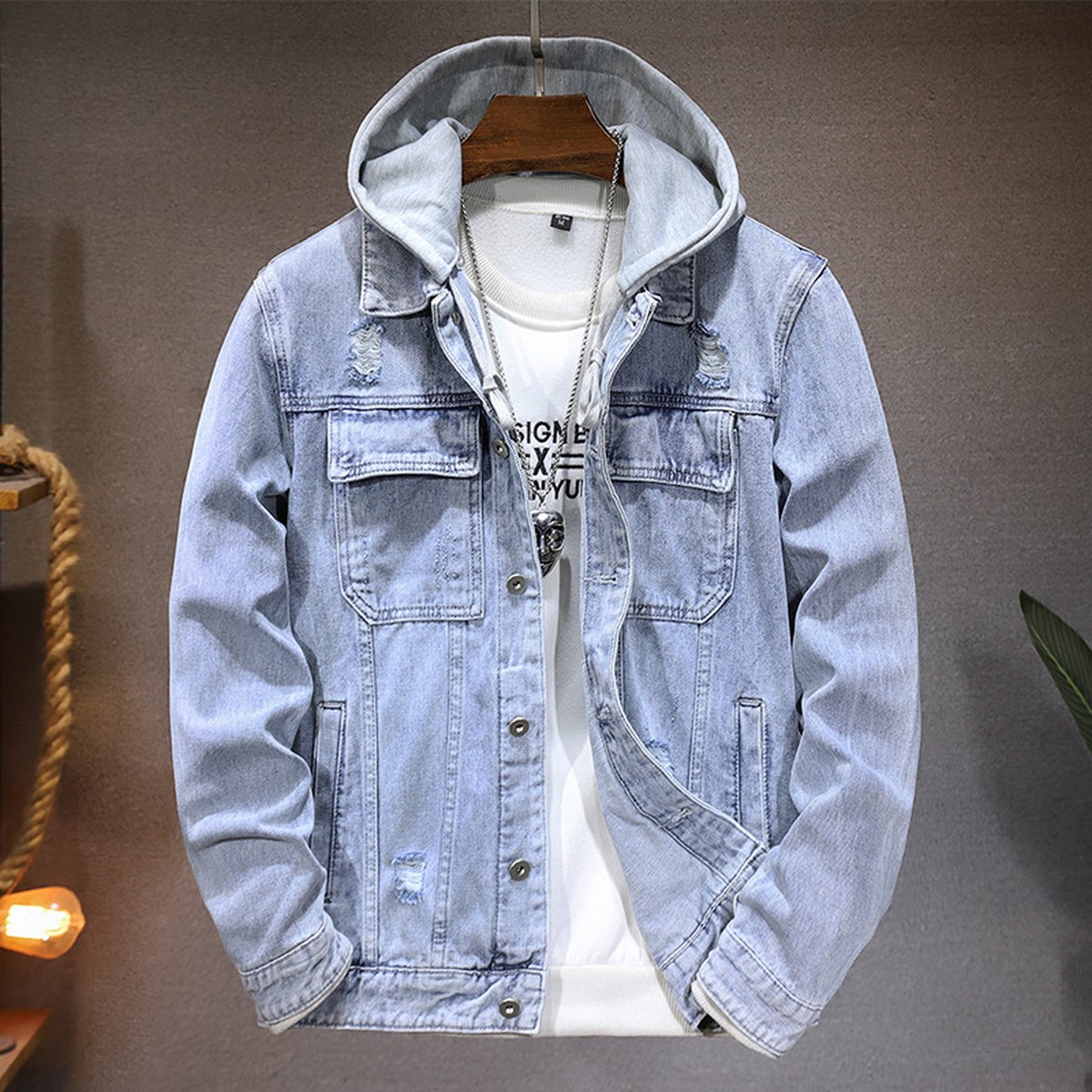 Men's Hooded Denim Jacket