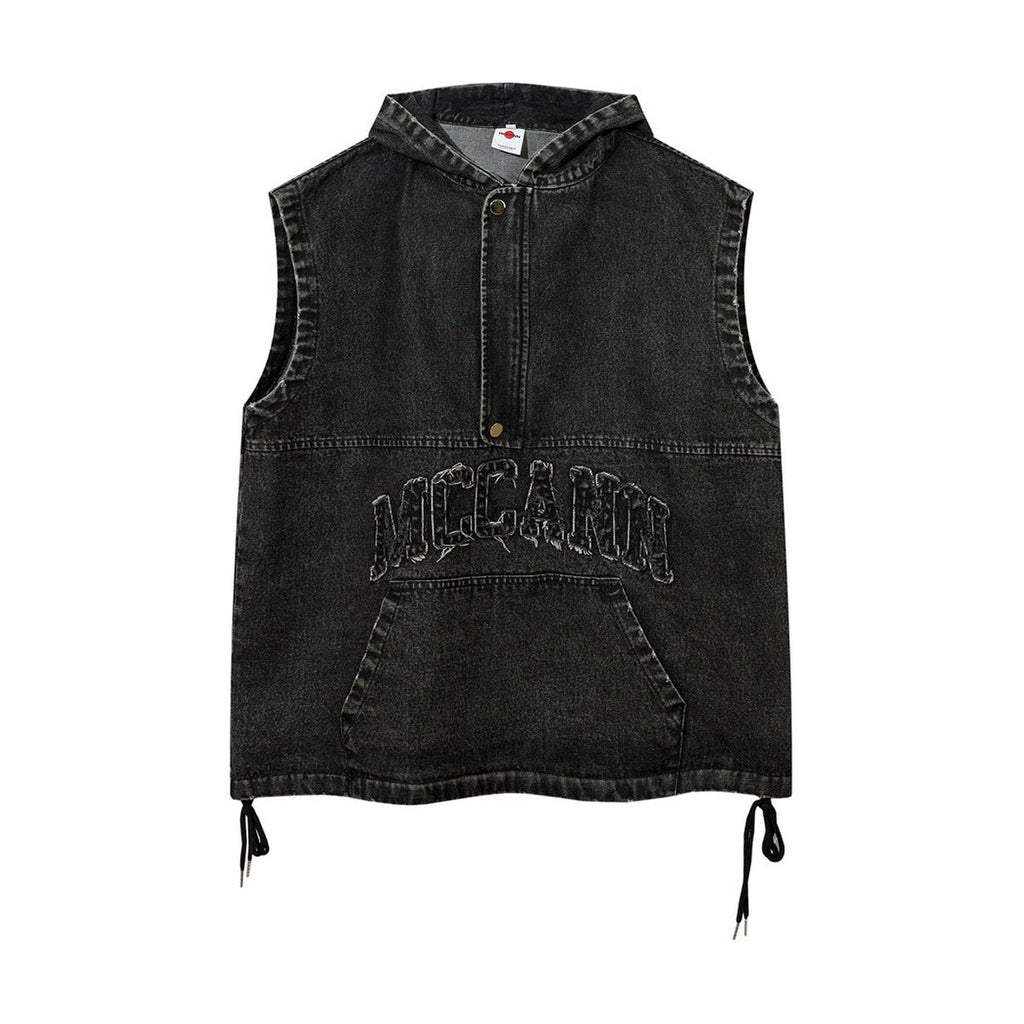 Men's Hooded Pullover Denim Vest