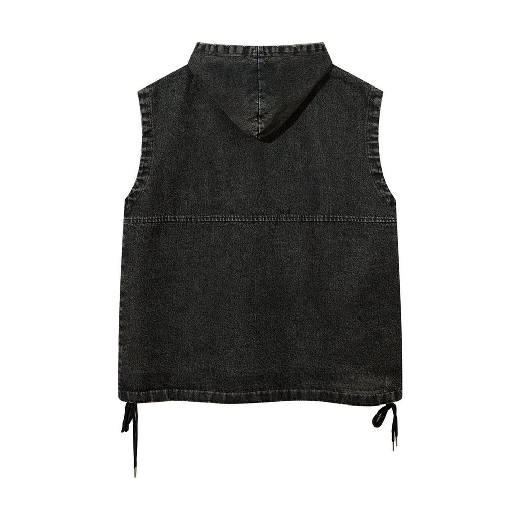 Men's Hooded Pullover Denim Vest