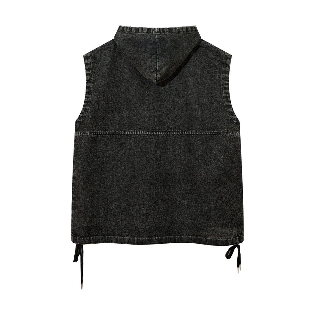 Men's Hooded Pullover Denim Vest