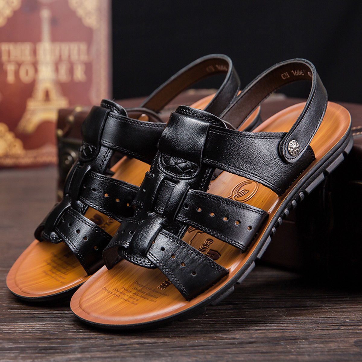 Men's Household Slippers Breathable Leather Sandals