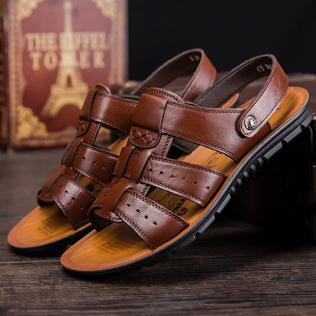 Men's Household Slippers Breathable Leather Sandals