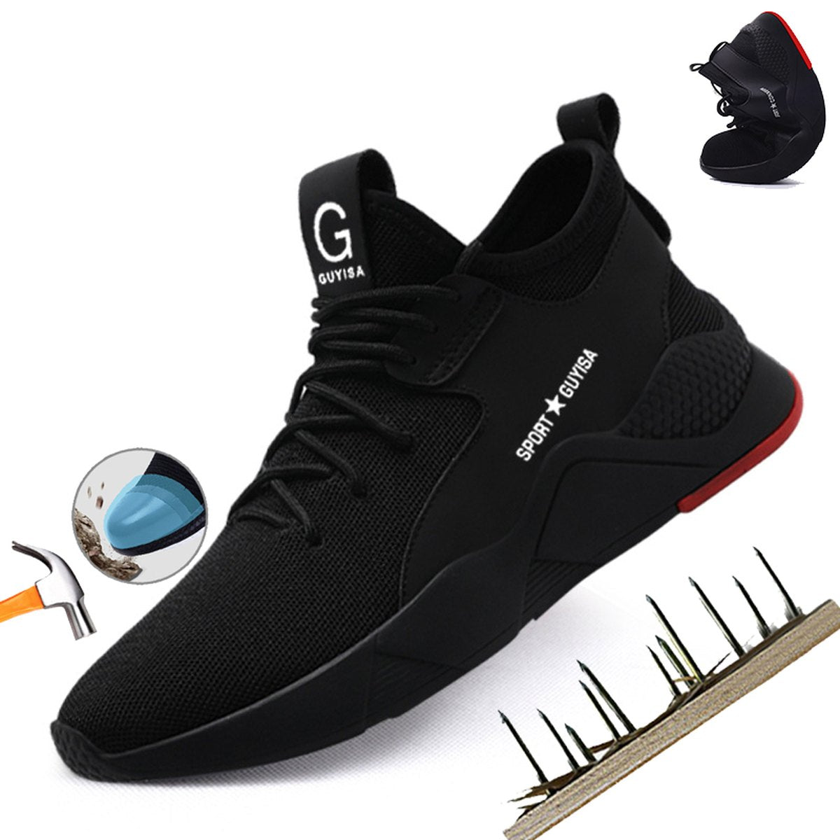 Men's Indestructible Steel Toe Sneakers Lightweight Work Shoes