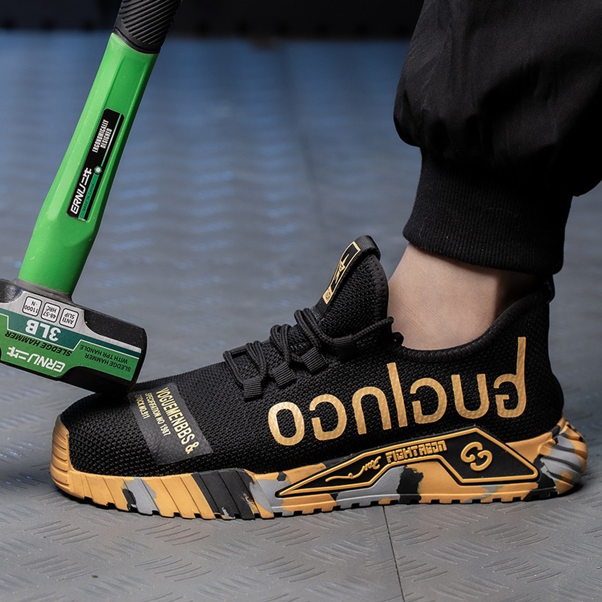 Men's Indestructible Steel Toe Work Shoes Letter Print
