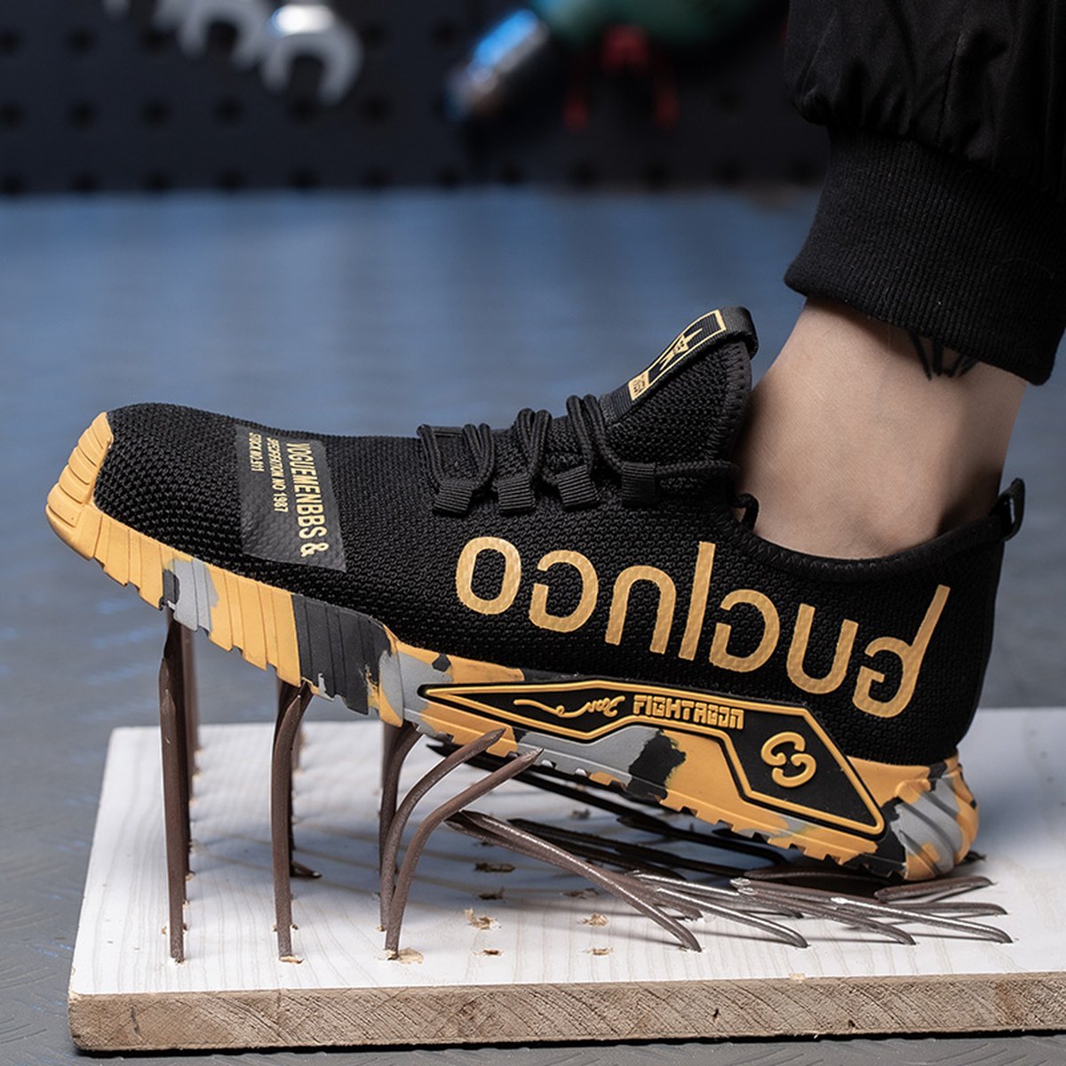 Men's Indestructible Steel Toe Work Shoes Letter Print