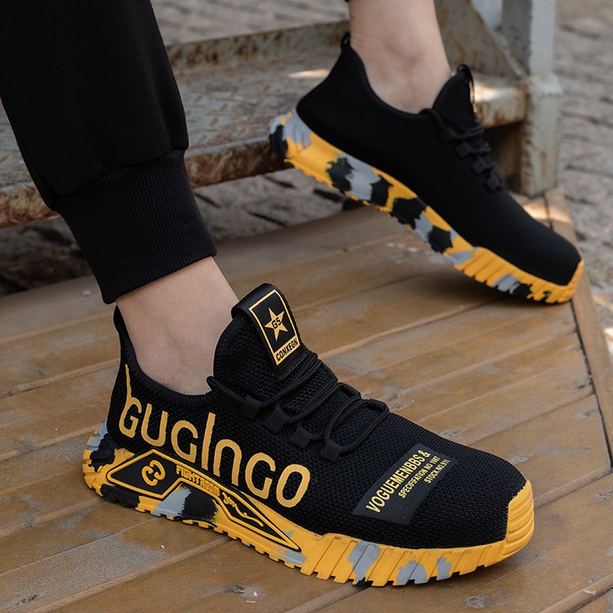 Men's Indestructible Steel Toe Work Shoes Letter Print
