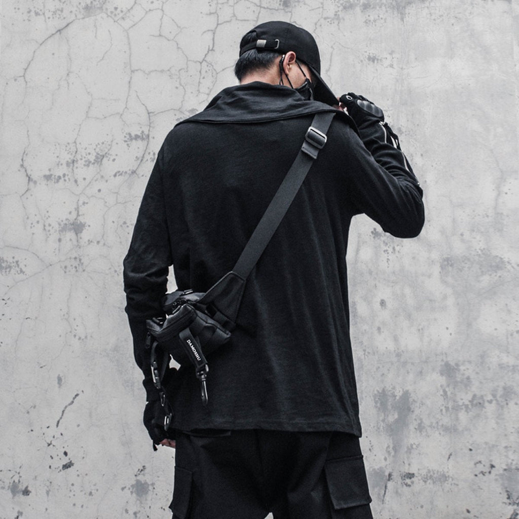 Men's Irregular High Collar Loose Long Sleeve T-shirt