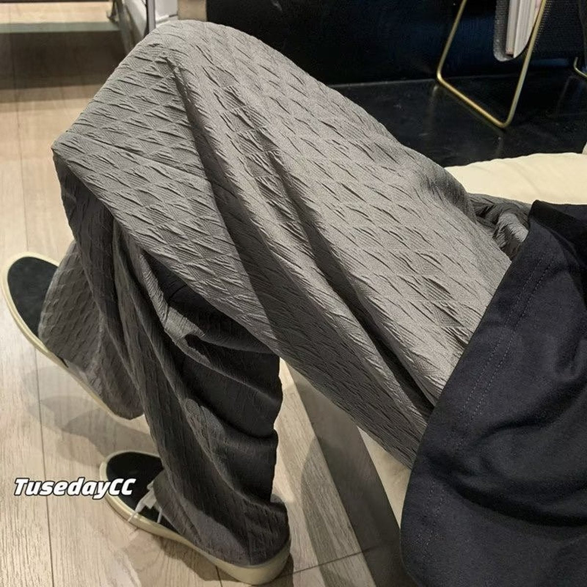 Men's Jacquard Rhombus Draped Pants