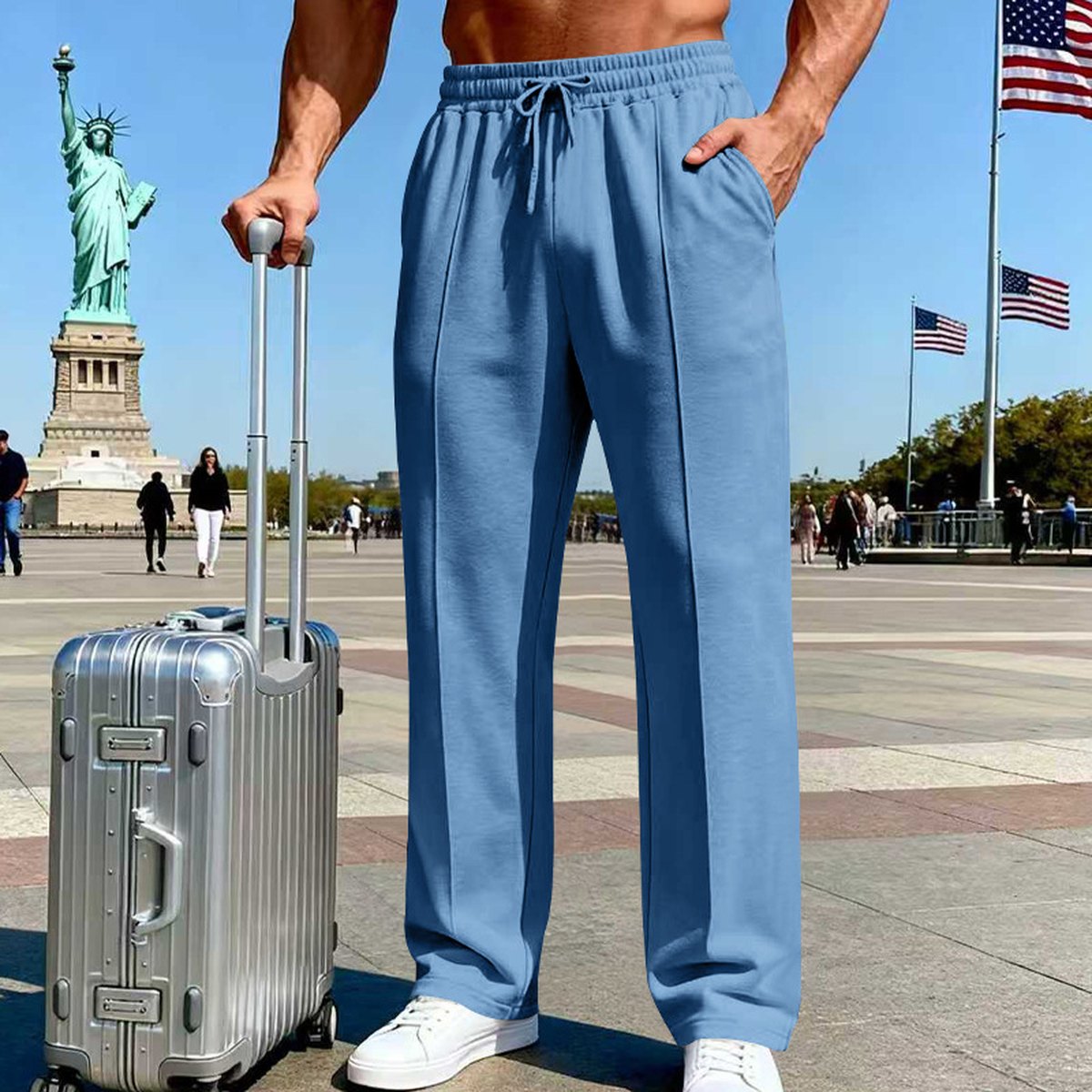 Men's Knit Casual Straight-leg Pants Plus Size Loose