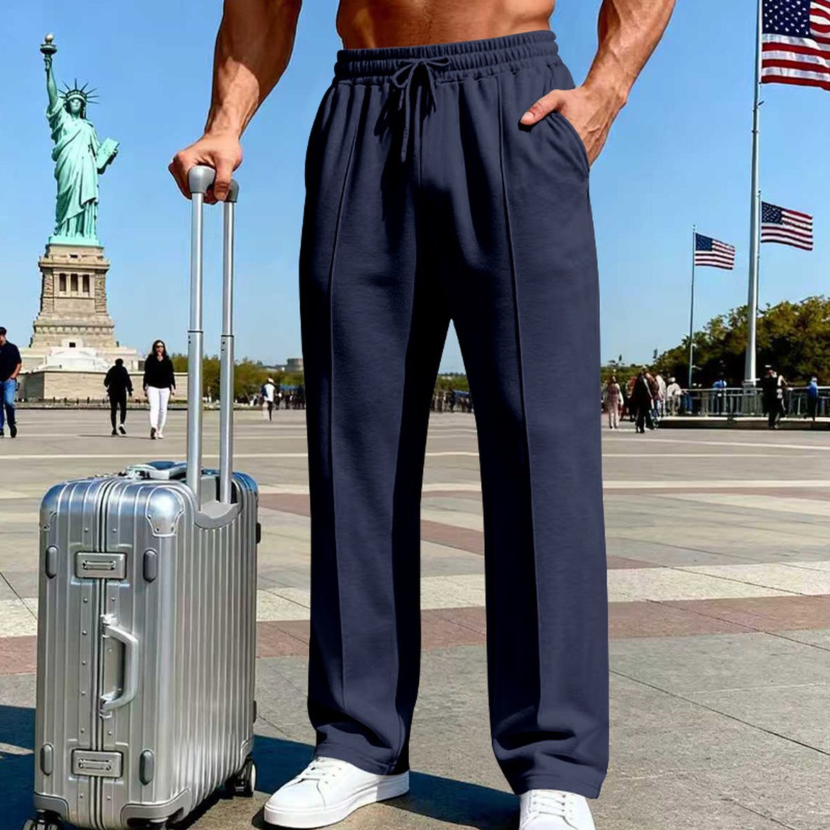 Men's Knit Casual Straight-leg Pants Plus Size Loose