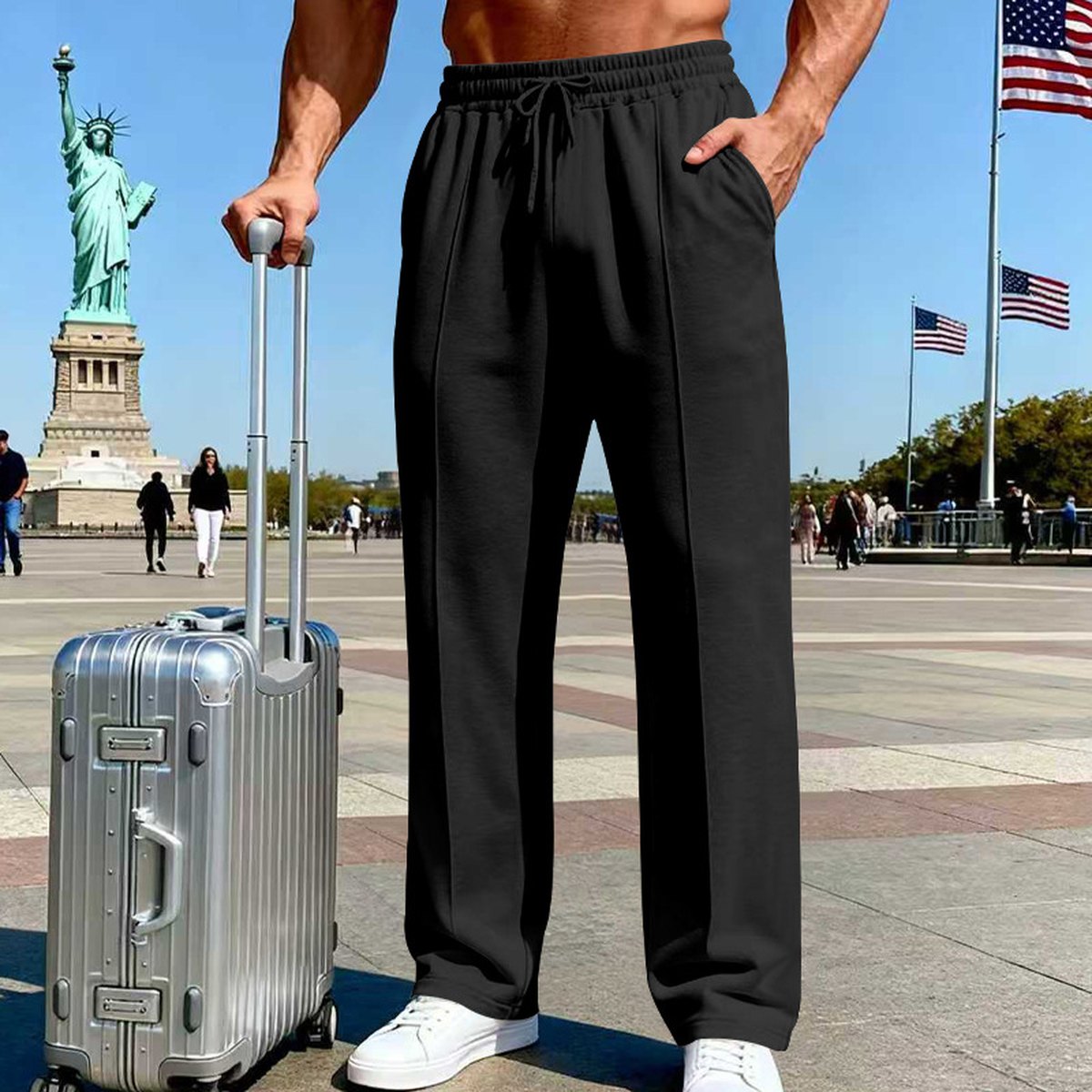 Men's Knit Casual Straight-leg Pants Plus Size Loose