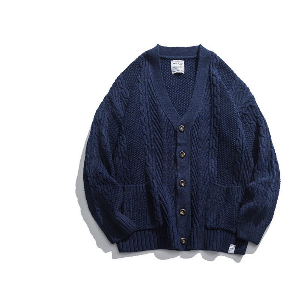 Men's Knit Sweater Japanese V-neck Cardigan Youth Student