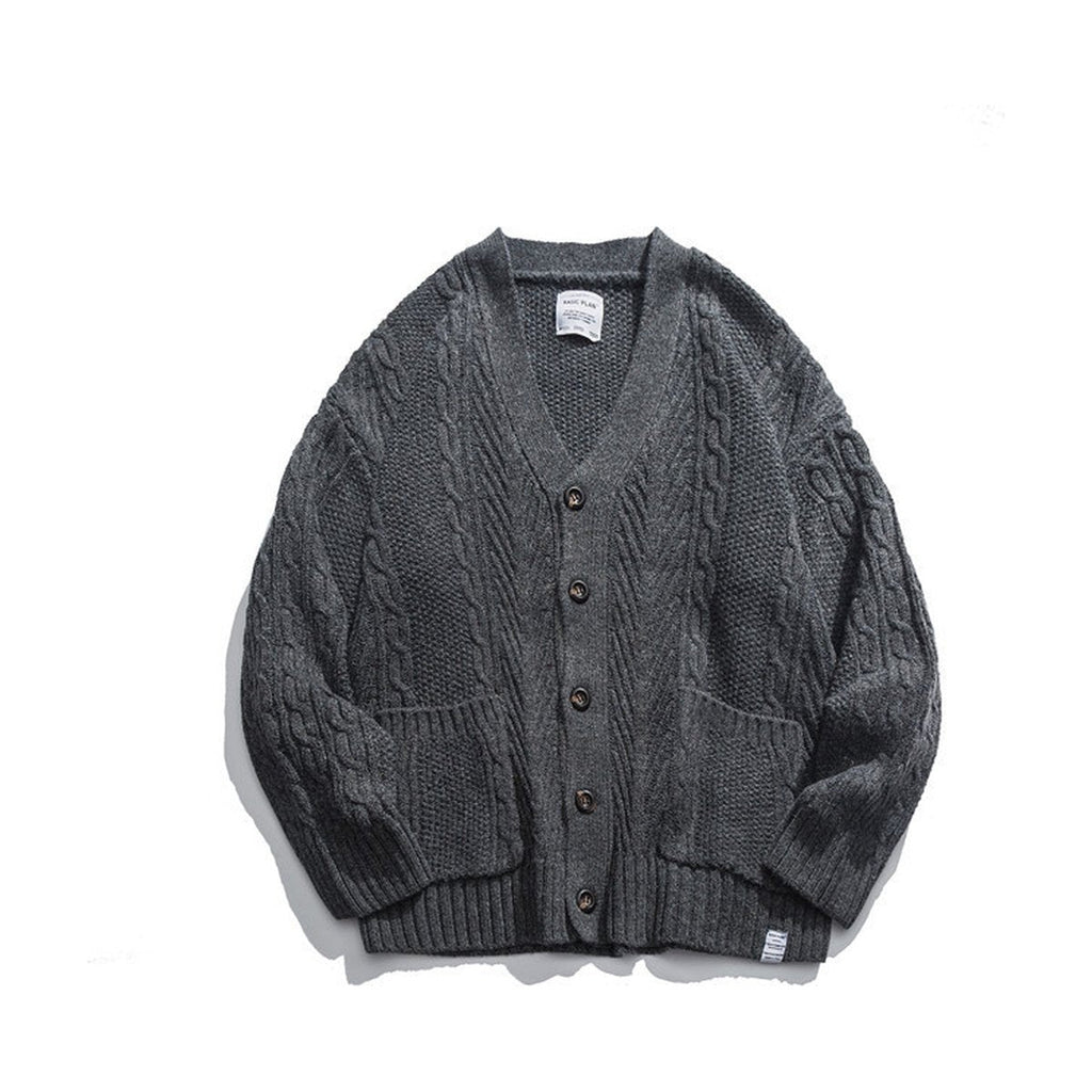 Men's Knit Sweater Japanese V-neck Cardigan Youth Student